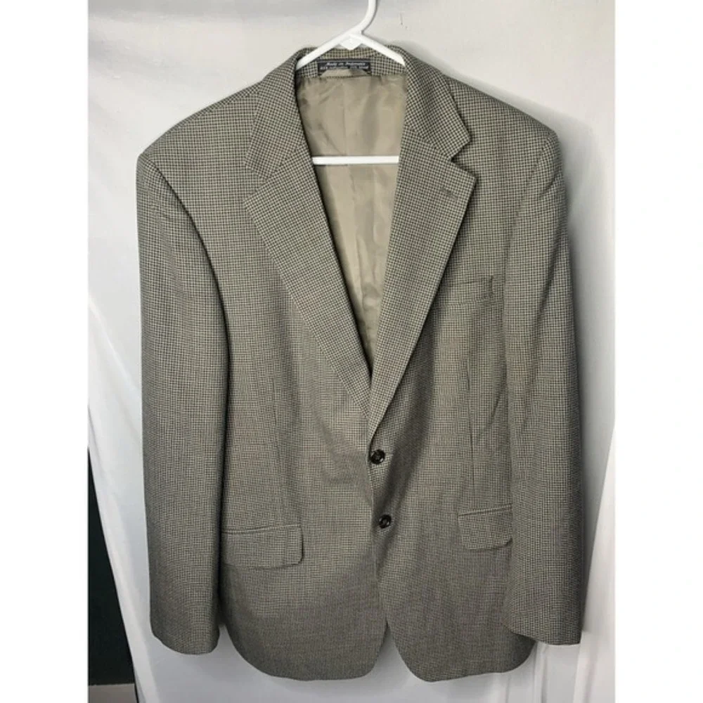 Mens L 42 Bert‎ Pulitzer Wool Polyester Blend Sports Coat Blazer Houndstooth